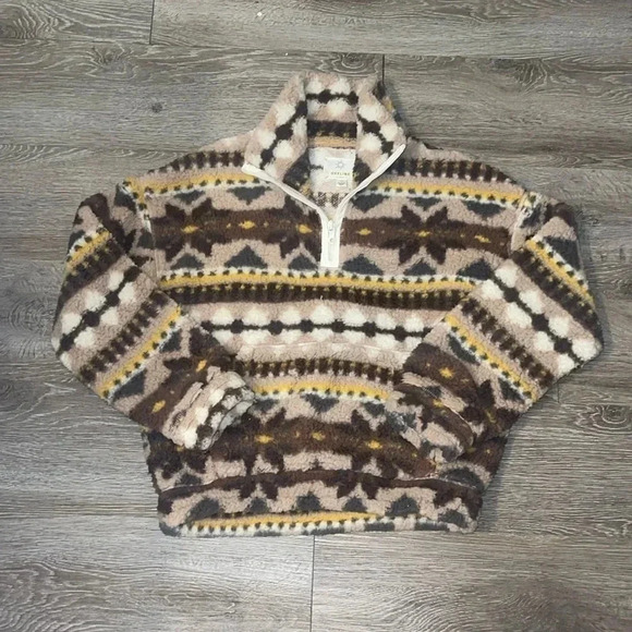 Aerie offline Fair Isle Sherpa Pull over Size Small - Picture 2 of 7